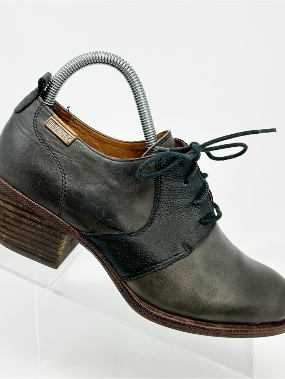 Pikolinos Womens Two-Tone Gray Black Lace-Up Oxford Shoes Round Toe Size 39